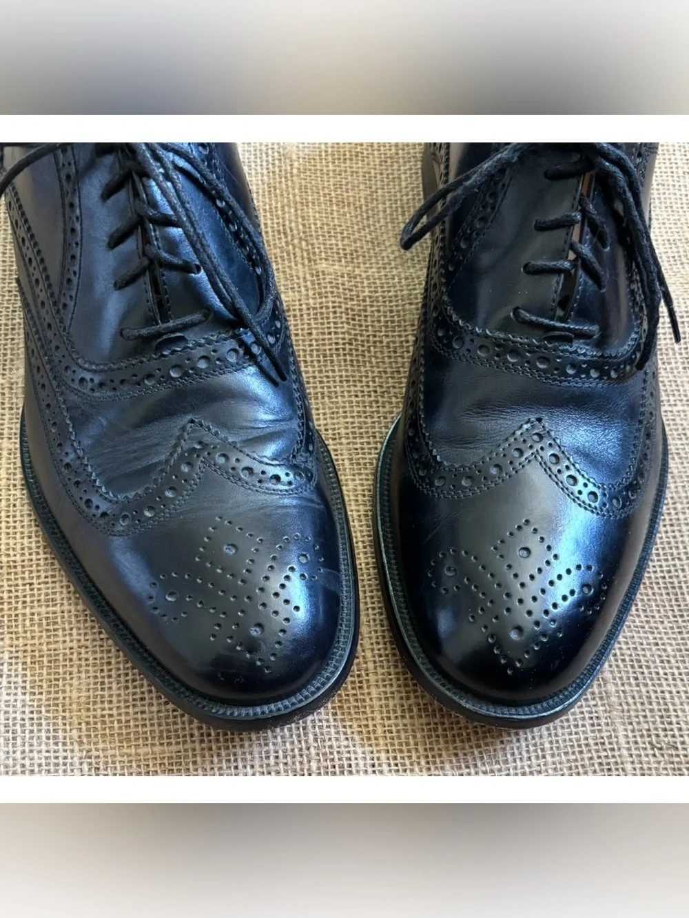 Bostonian Black Leather Wingtip Oxfords Shoes Sz 9 M Made In Italy AS IS READ